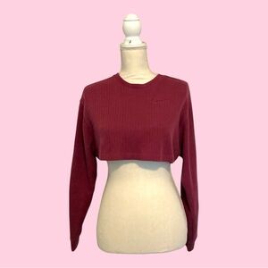 Nike Maroon Long Sleeve Crop Top